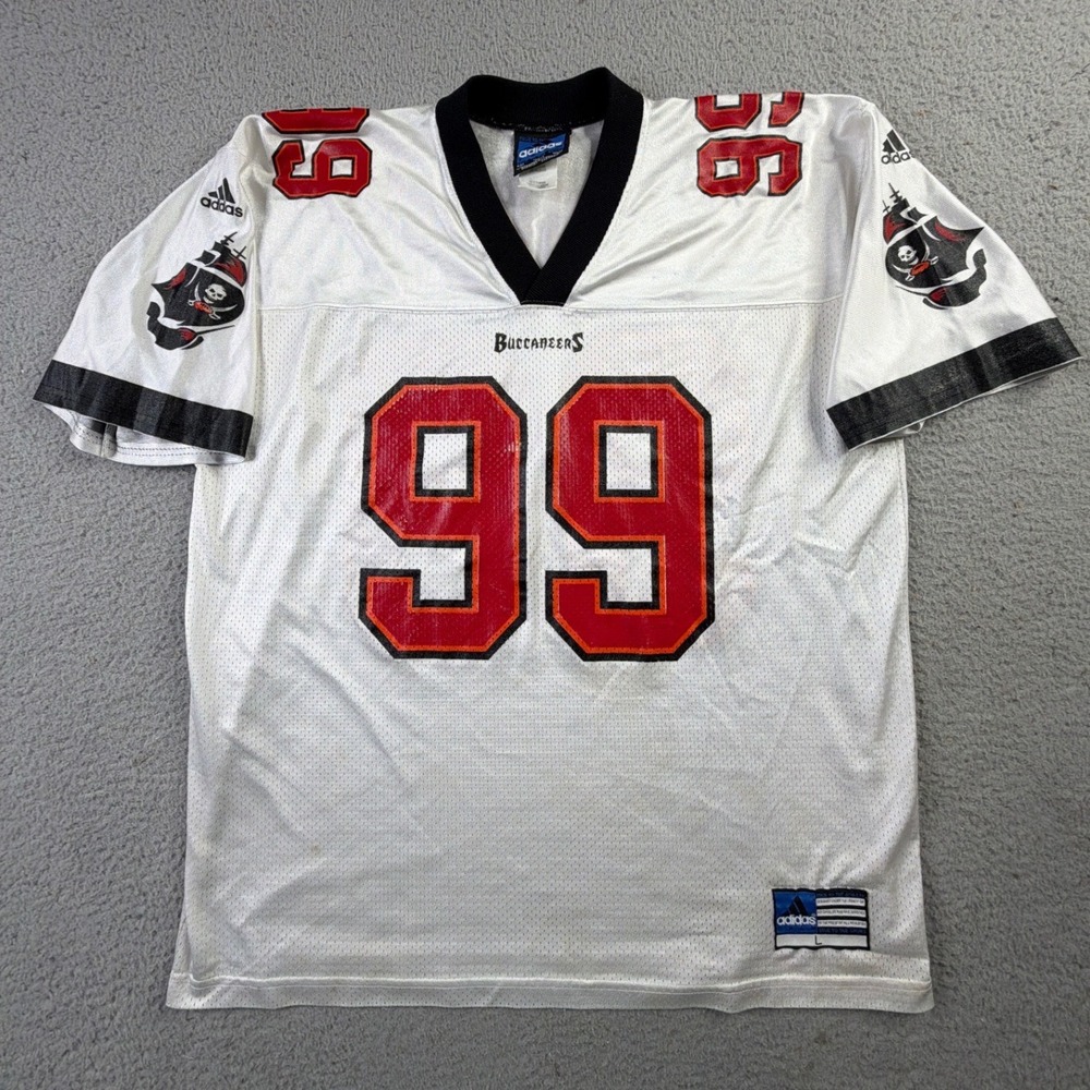Tampa Bay Buccaneers Warren Sapp 99 Adidas Jersey Mens L White Vintage NFL